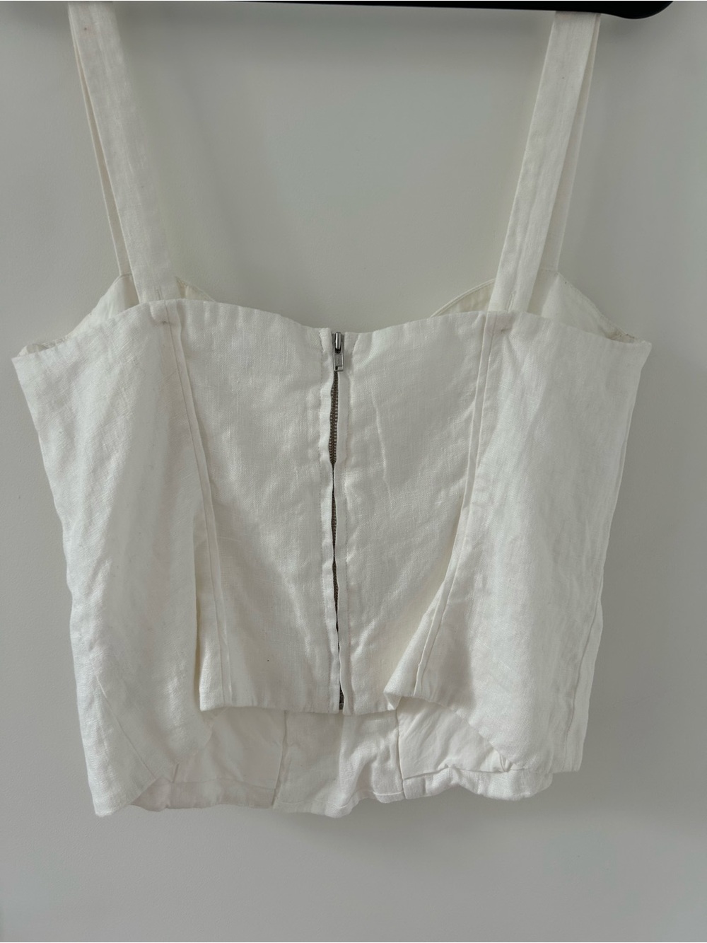 Reformation White Linen-Blend Corset Camisole with Lace-Up Front - Picture 4 of 5